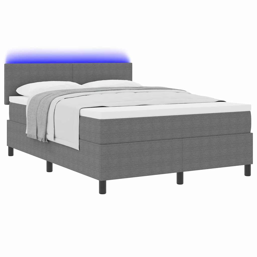 Lit à ressort LED Gris clair et blanc 140 x 190 cm - XIOS