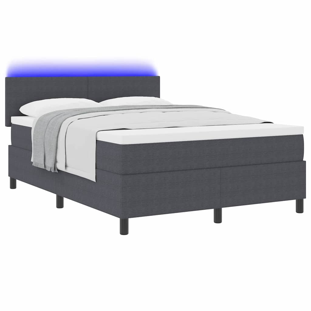 Lit à ressort LED Gris foncé et blanc 140 x 190 cm - XIOS