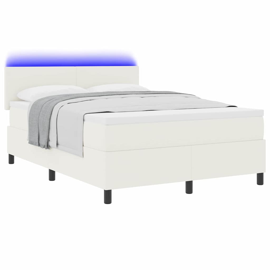 Lit à ressort LED avec tête de lit Crème et Blanc 140 x 190 cm - XIOS
