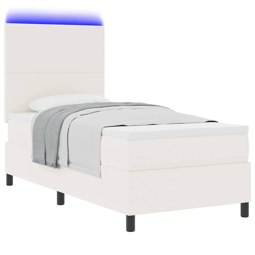 Lit à ressort LED avec tête de lit Crème et Blanc 80 x 200 cm