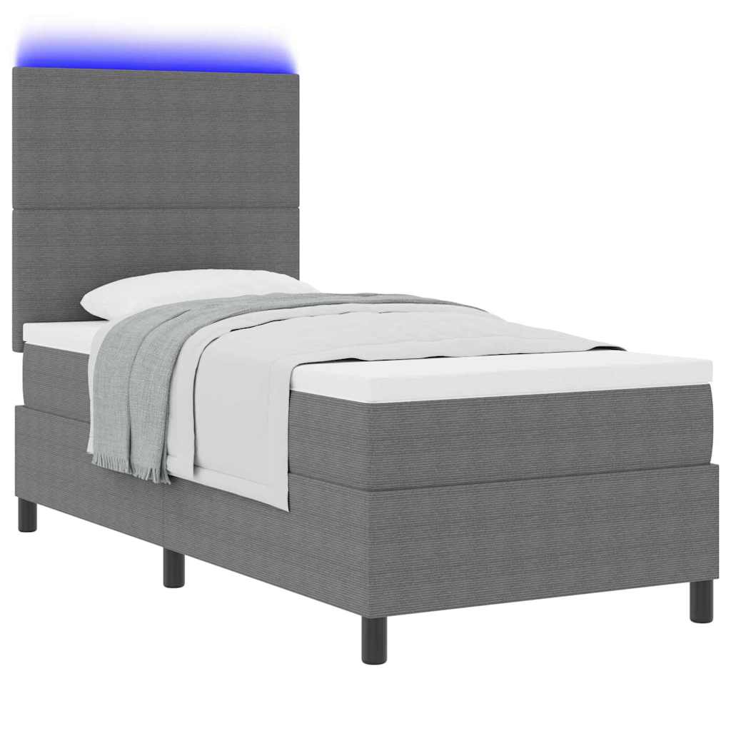 Lit à ressort LED Gris clair et blanc 100 x 200 cm - XIOS