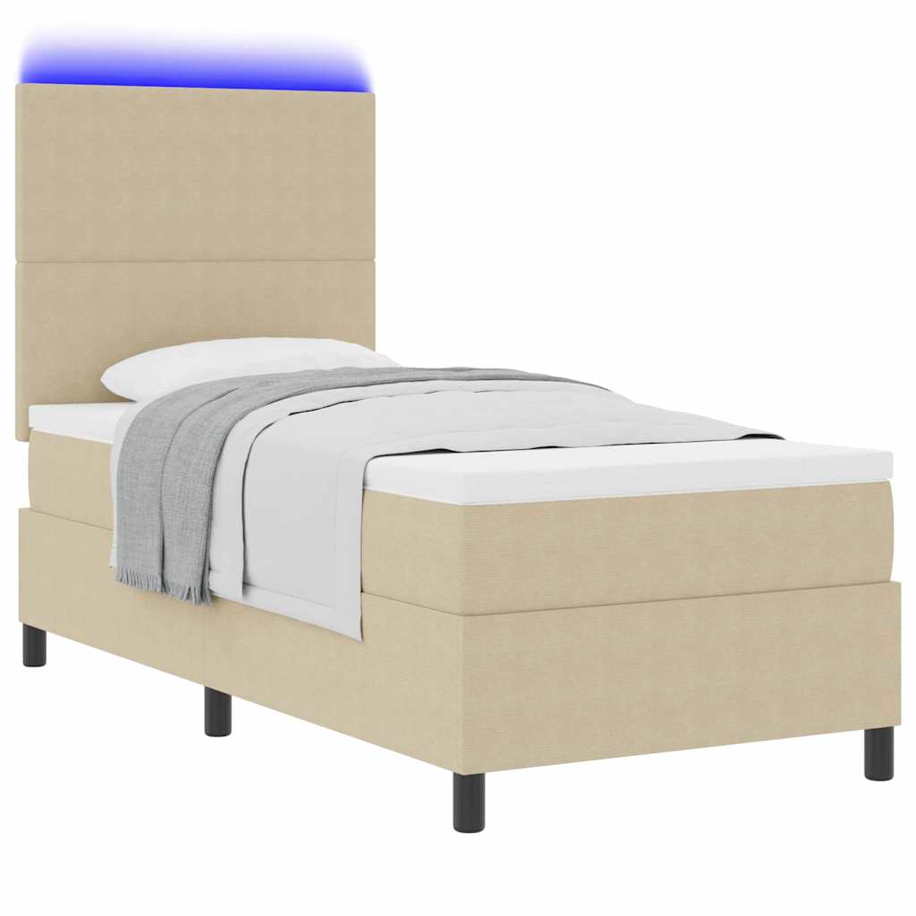 Lit à ressort LED Gris clair et blanc 100 x 200 cm - XIOS