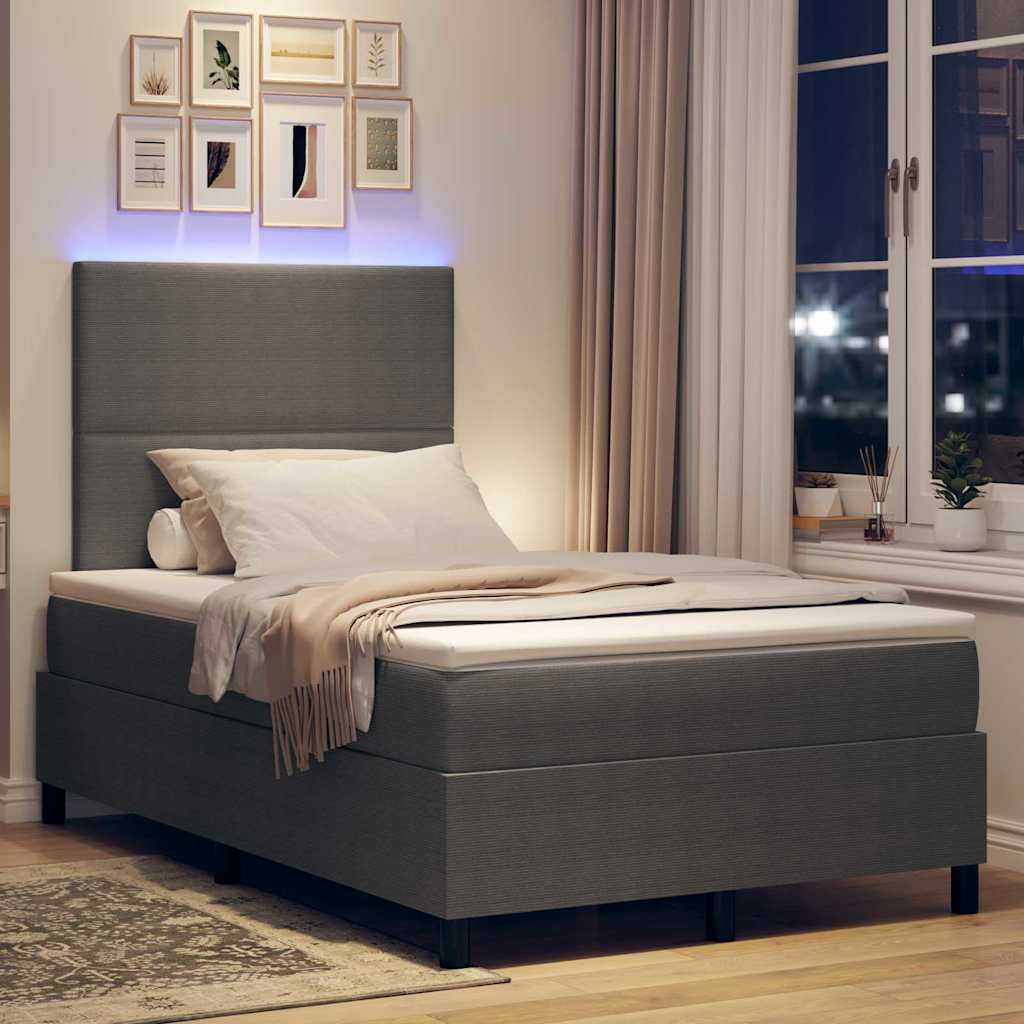 Lit à ressort LED Gris clair et blanc 120 x 190 cm - XIOS