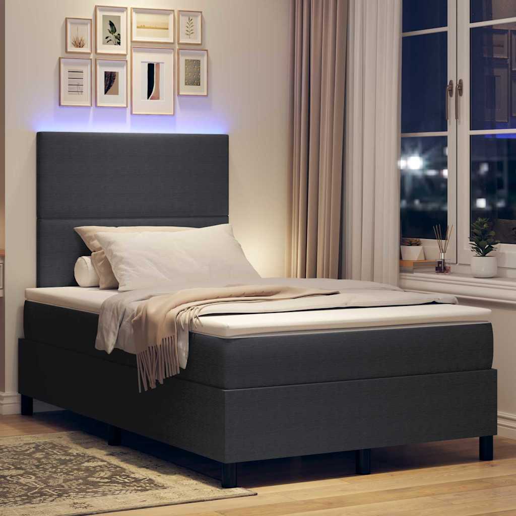 Lit à ressort LED Gris foncé et blanc 120 x 190 cm - XIOS