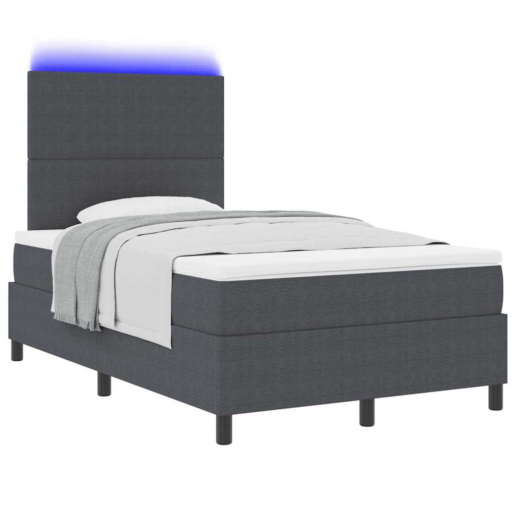 Lit à ressort LED Gris foncé et blanc 120 x 190 cm - XIOS