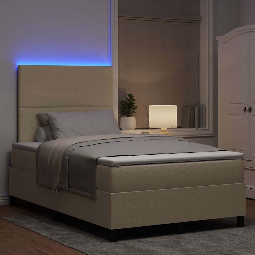 Lit à ressort LED Gris clair et blanc 120 x 190 cm - XIOS