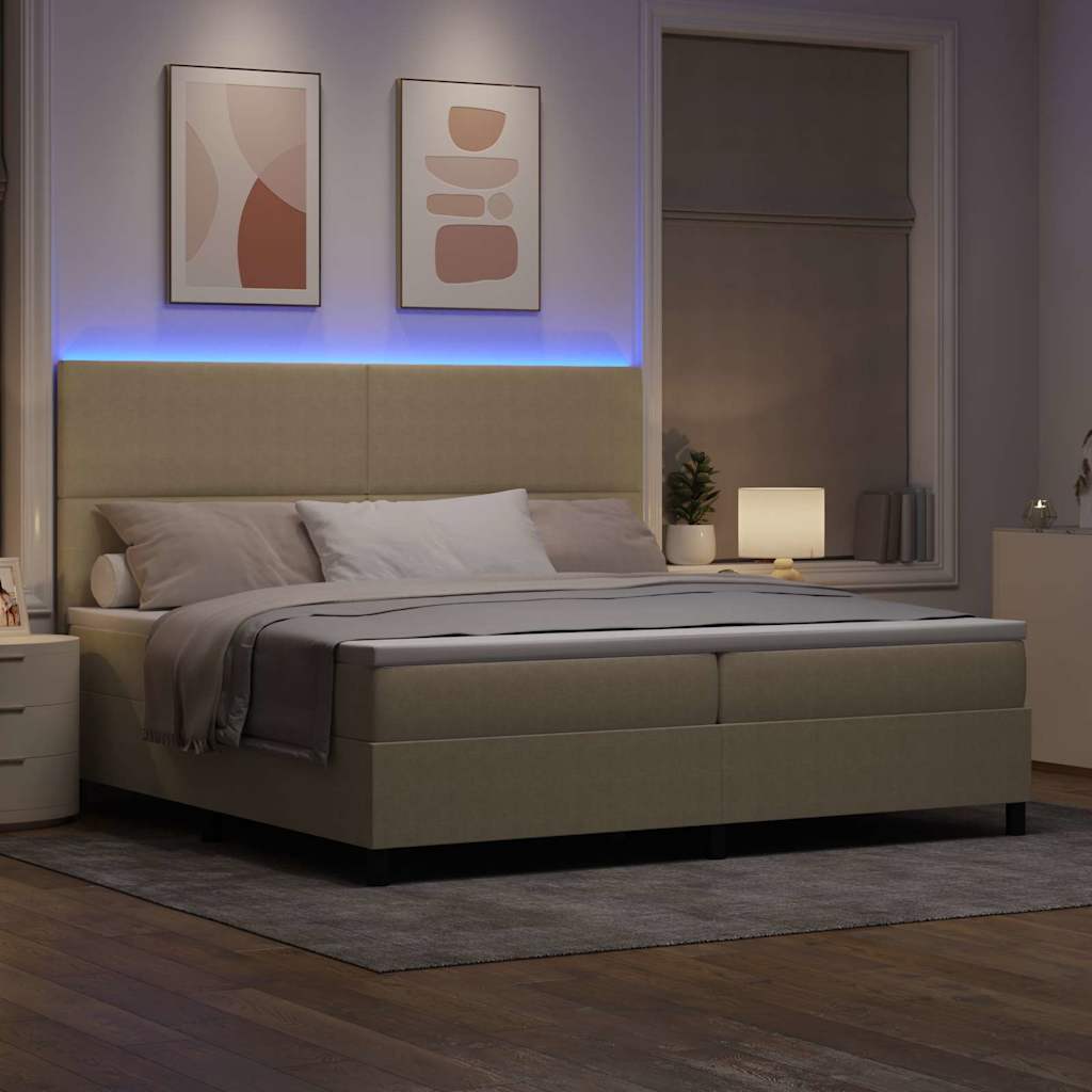 Lit à ressort LED Gris clair et blanc 200 x 200 cm - XIOS