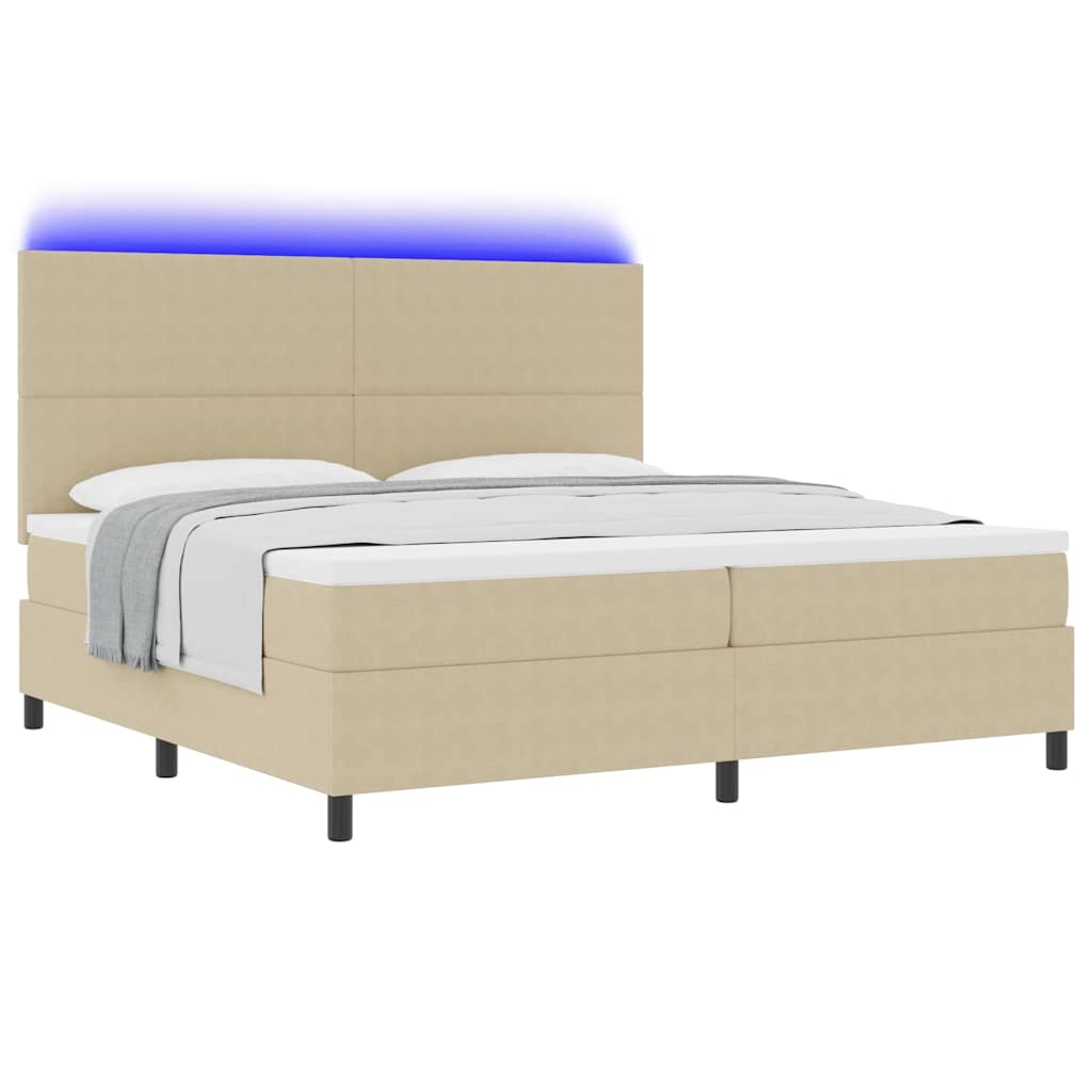 Lit à ressort LED Gris clair et blanc 200 x 200 cm - XIOS