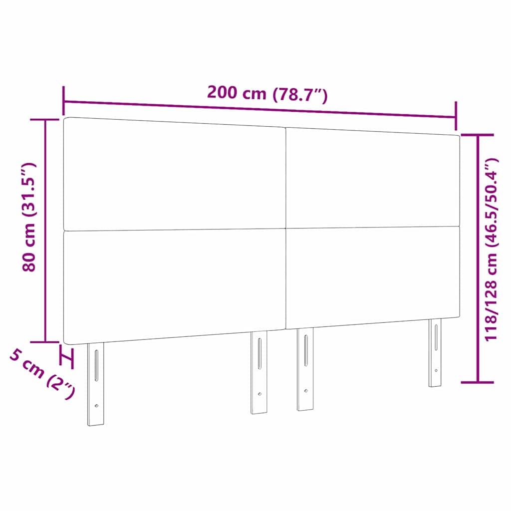 Tête de lit avec tête de lit Gris foncé 200 cm Cuir synthétique - XIOS