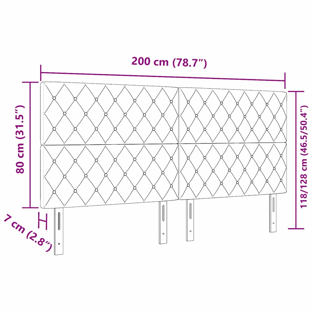 Tête de Lit en Velours Argyle Gris foncé 200 cm Velours - XIOS