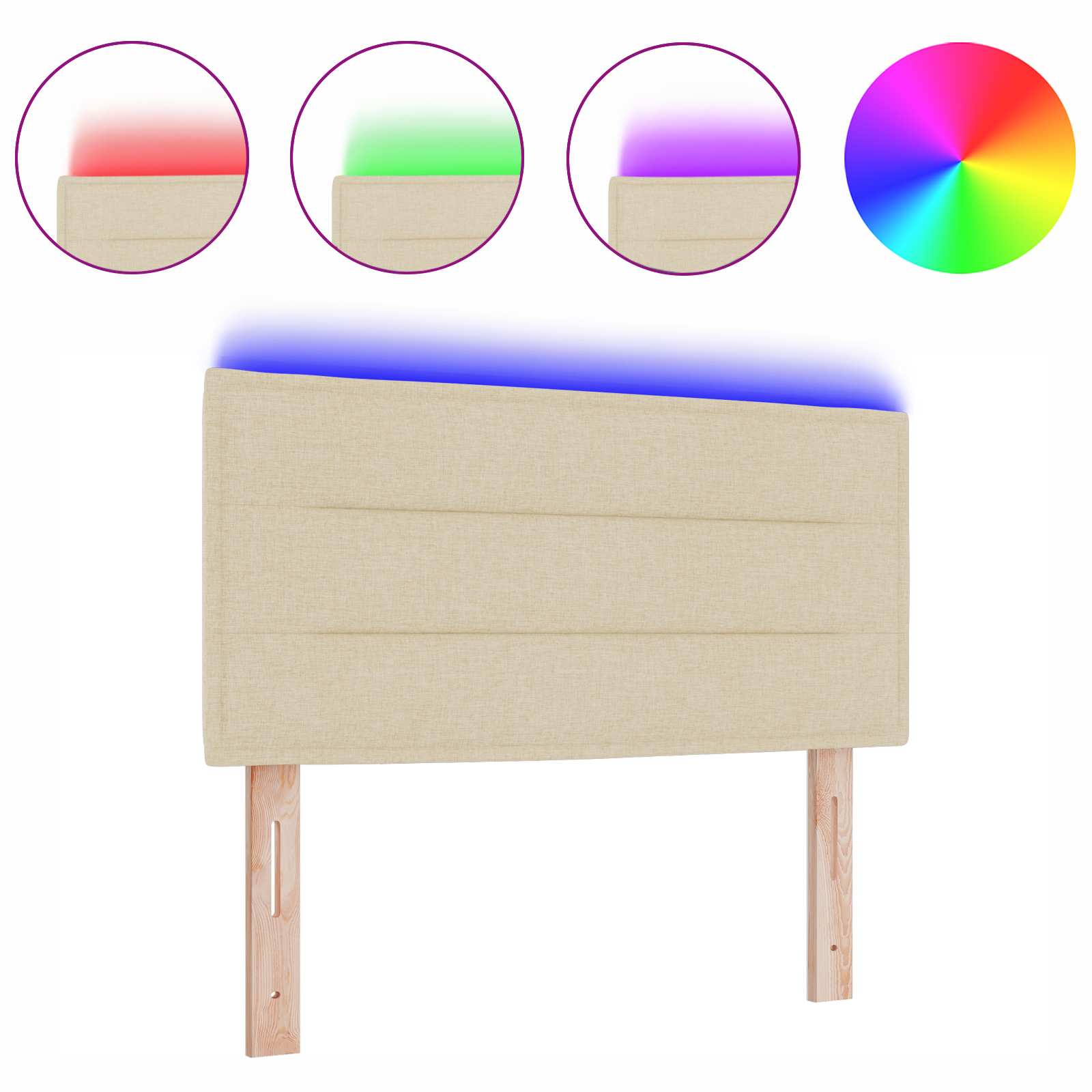Tête de lit LED avec des lumières à LED Crème 90 cm Polyester - XIOS