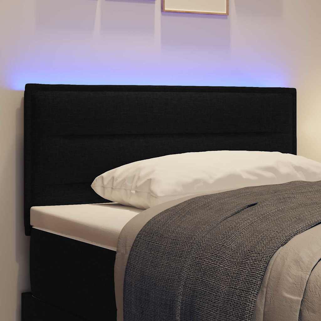 Tête de lit LED avec des lumières à LED Noir 100 cm tissu - XIOS