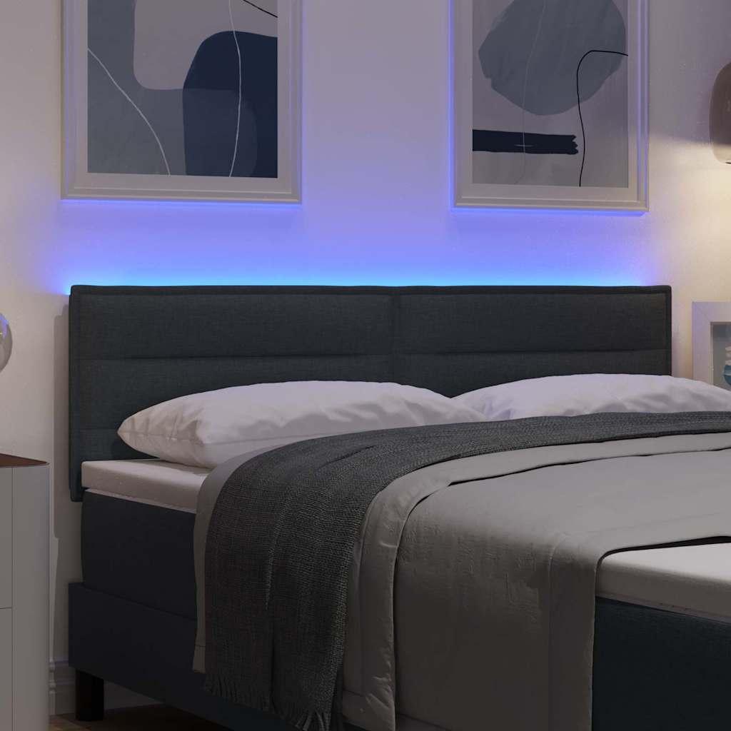 Tête de lit LED avec tête de lit Gris foncé 160 cm Polyester - XIOS