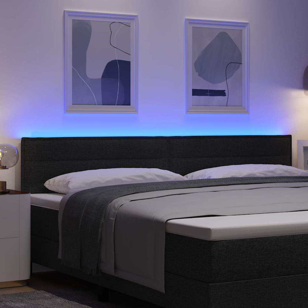 Tête de lit LED avec des lumières à LED Noir 200 cm tissu - XIOS