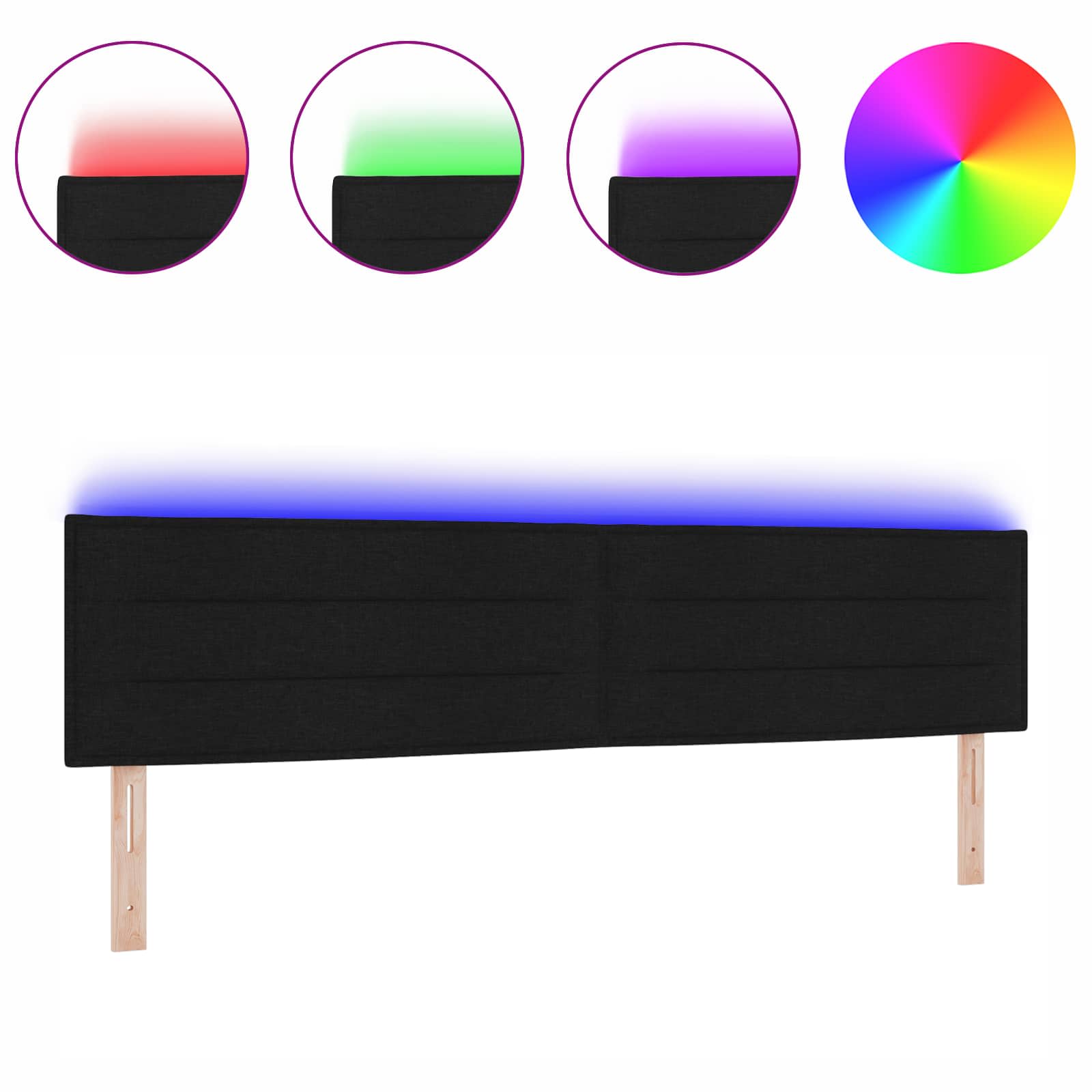 Tête de lit LED avec des lumières à LED Noir 200 cm Polyester - XIOS