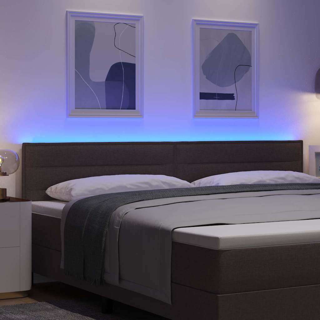 Tête de lit LED avec tête de lit Marron foncé 200 cm Polyester - XIOS