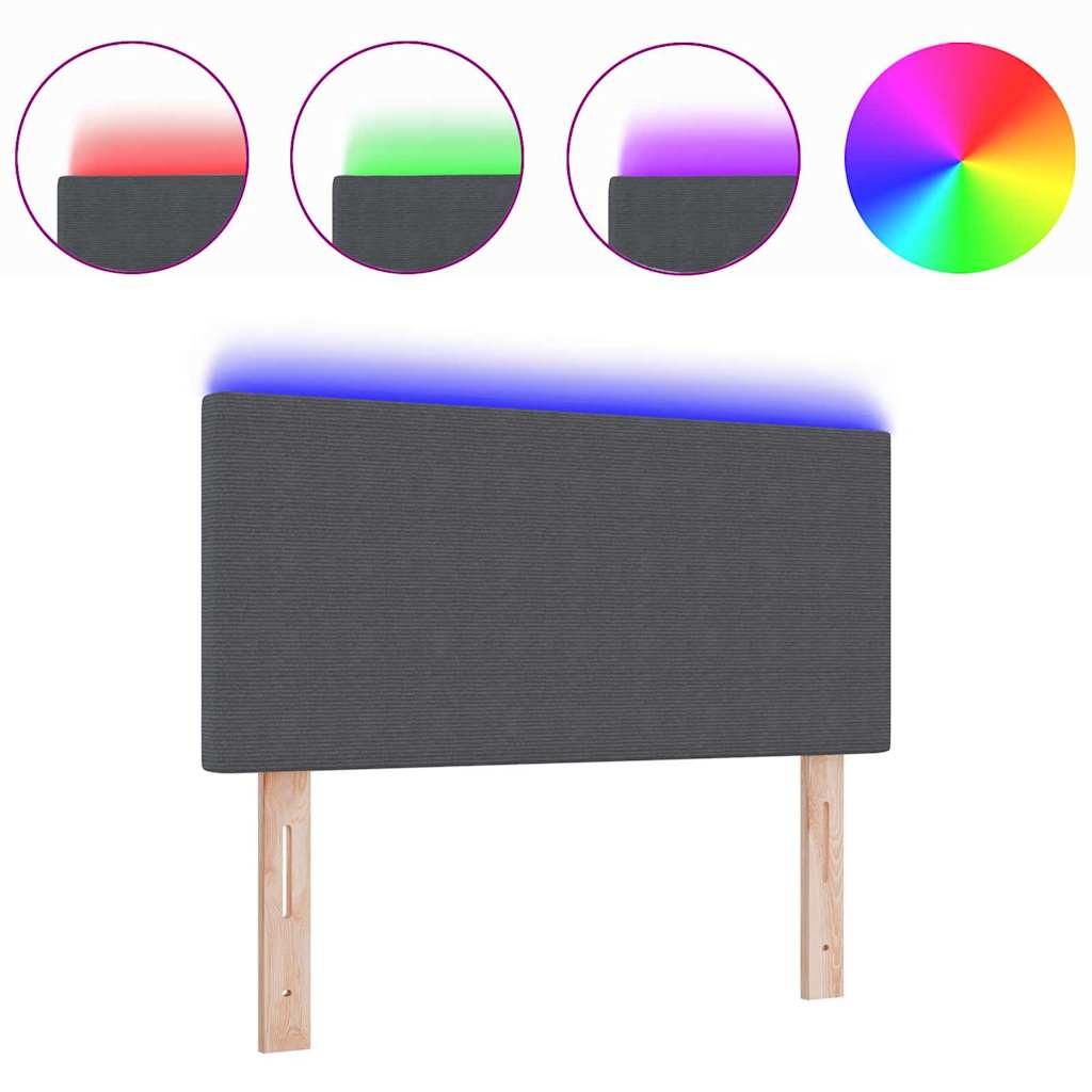 Tête de lit LED avec des lumières à LED Gris foncé 80 cm tissu - XIOS