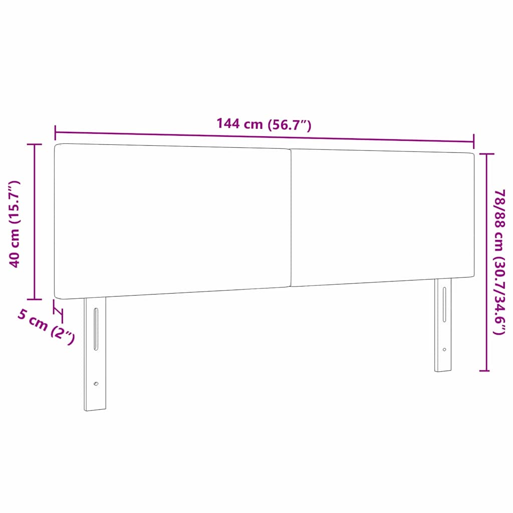 Tête de lit LED Gris foncé 144 cm Tissu en velours côtelé - XIOS