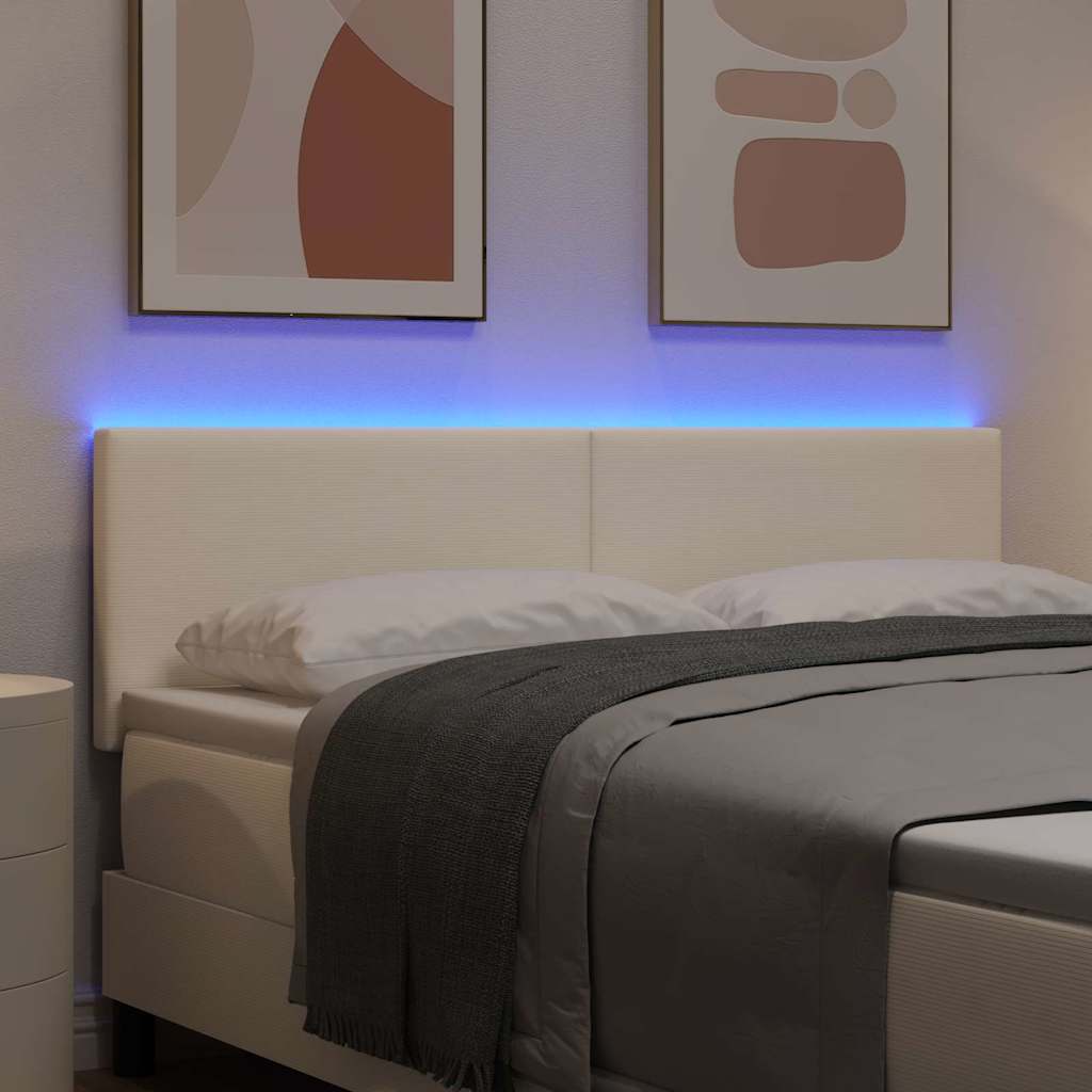 Tête de lit LED avec des lumières à LED Crème 144 cm Polyester - XIOS