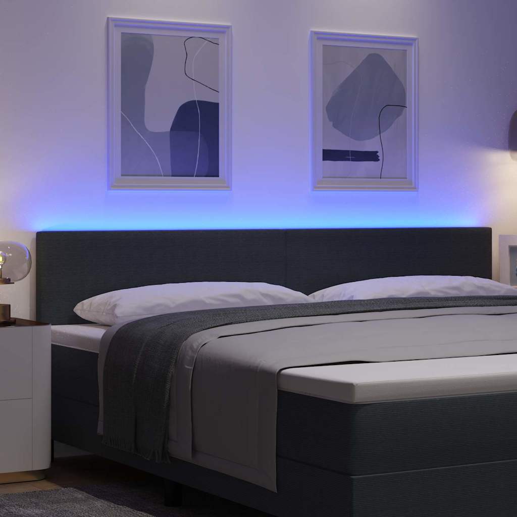 Tête de lit LED avec tête de lit Gris foncé 200 cm Polyester - XIOS