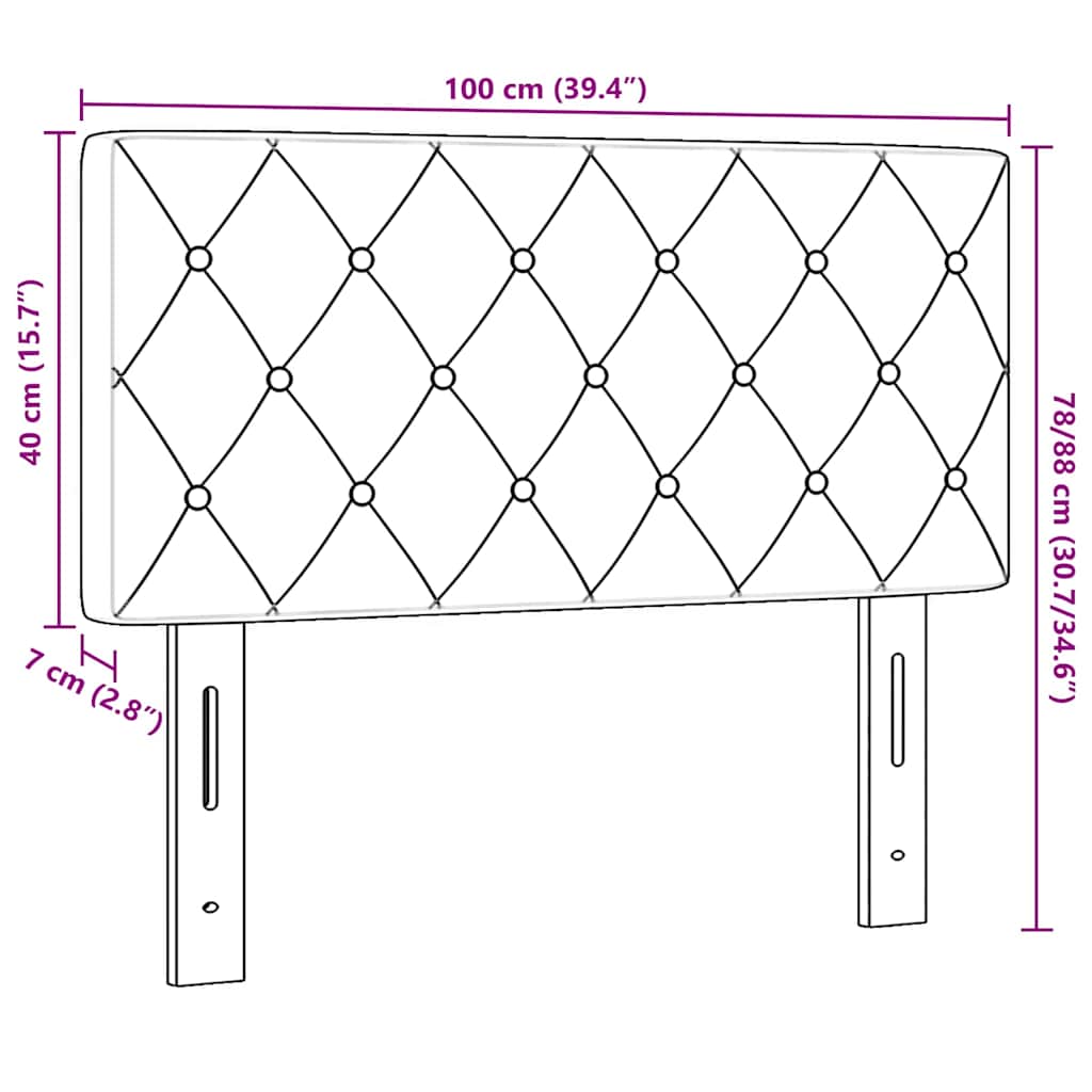 Tête de Lit LED Argyle Gris foncé 100 cm Velours - XIOS