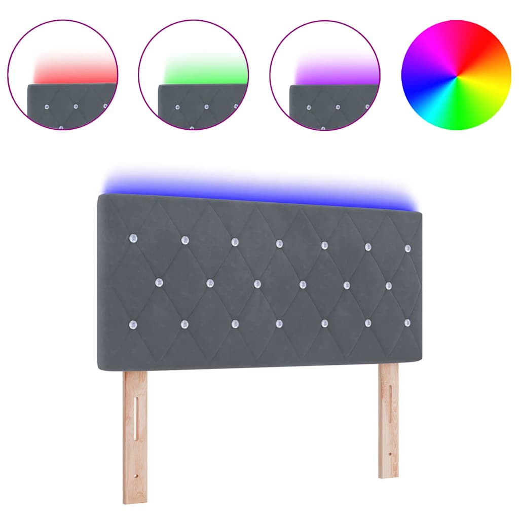 Tête de Lit LED Argyle Gris foncé 100 cm Velours - XIOS
