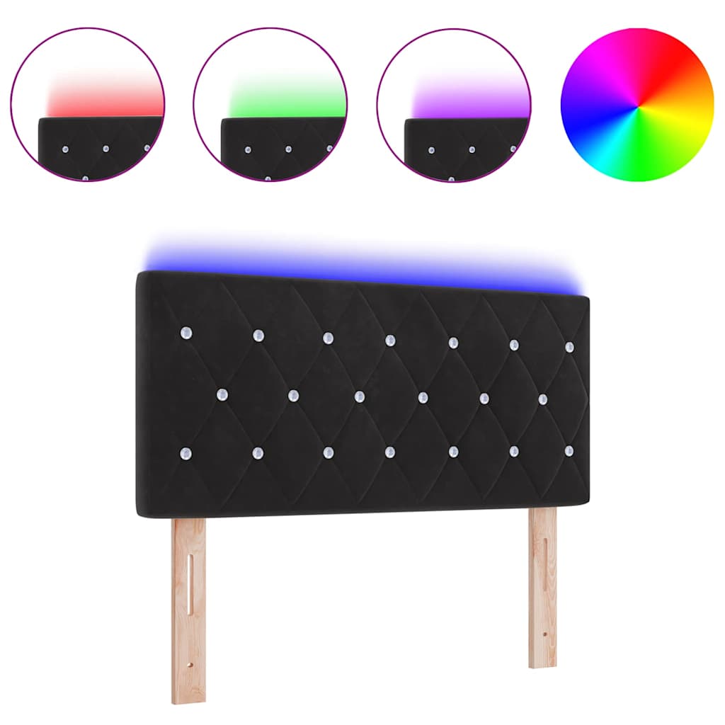 Tête de Lit LED avec des lumières à LED Noir 100 cm Velours - XIOS