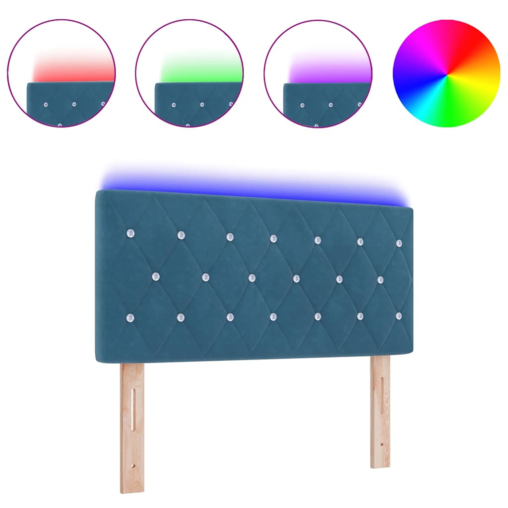 Tête de Lit LED Argyle Bleu foncé 100 cm Velours - XIOS