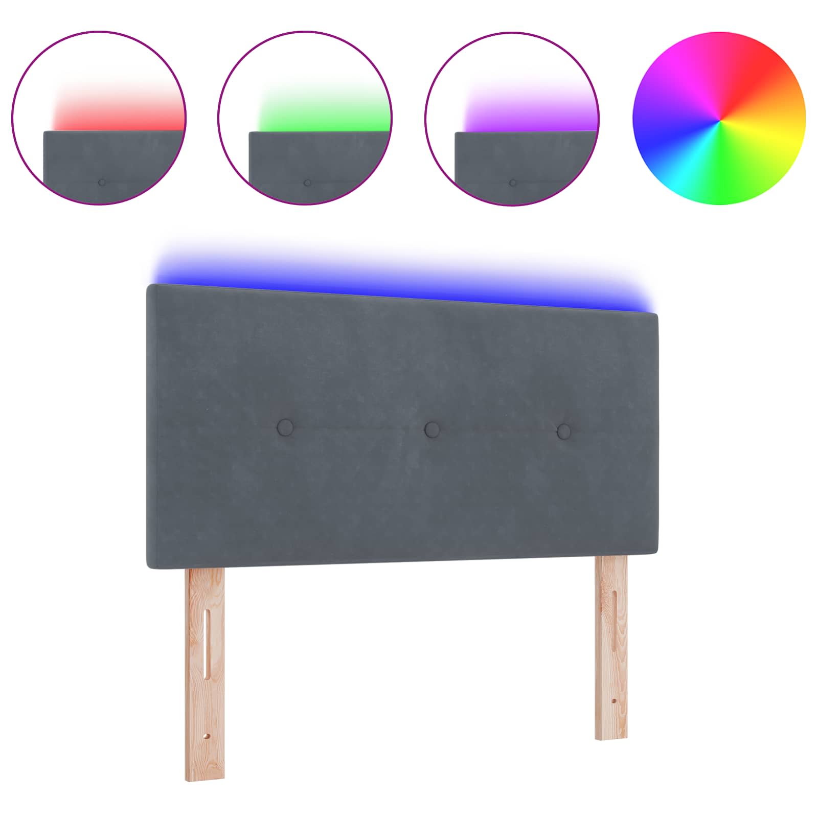 Tête de lit LED avec des lumières à LED Gris 80 cm Polyester - XIOS