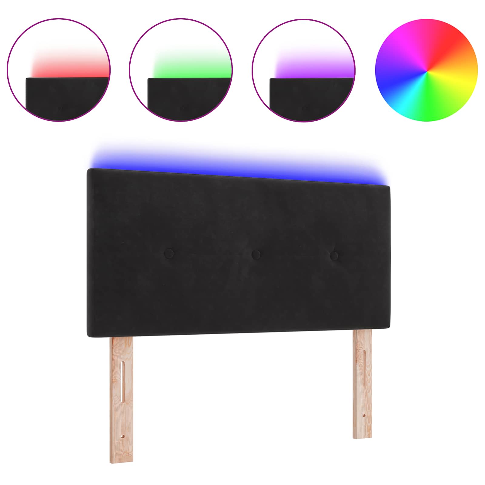 Tête de lit LED avec des lumières à LED Noir 90 cm Polyester - XIOS