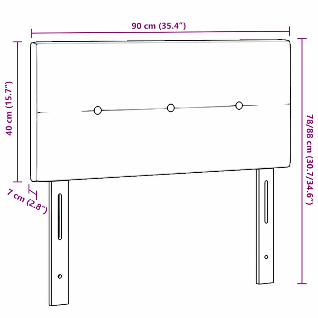 Tête de lit avec des lumières à LED Réglable Noir 90 cm Velours - XIOS
