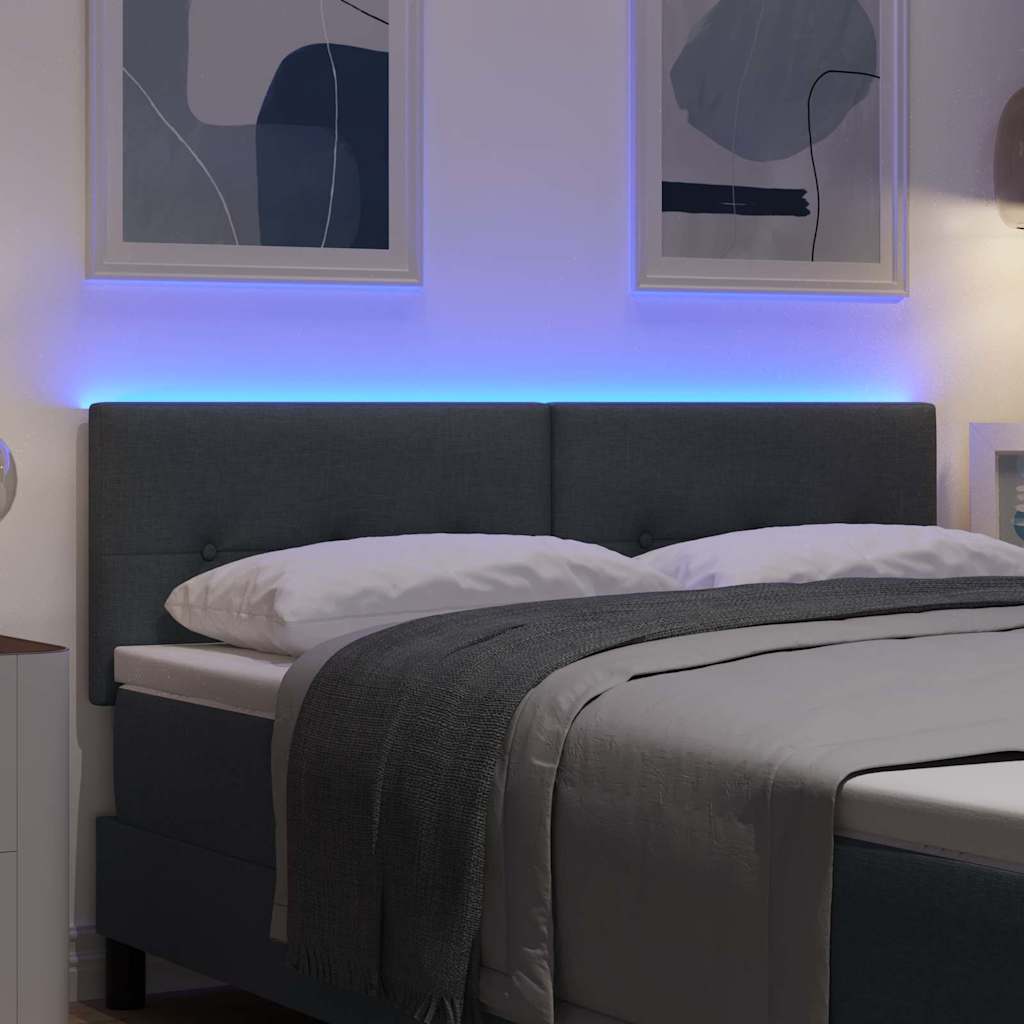 Tête de lit LED avec tête de lit Gris foncé 144 cm Polyester - XIOS