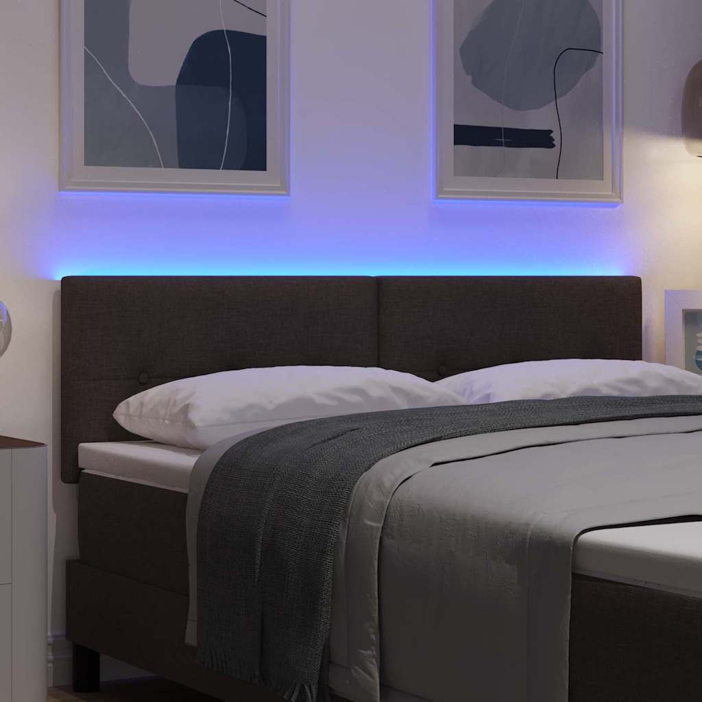 Tête de lit LED avec tête de lit Marron foncé 144 cm Polyester - XIOS