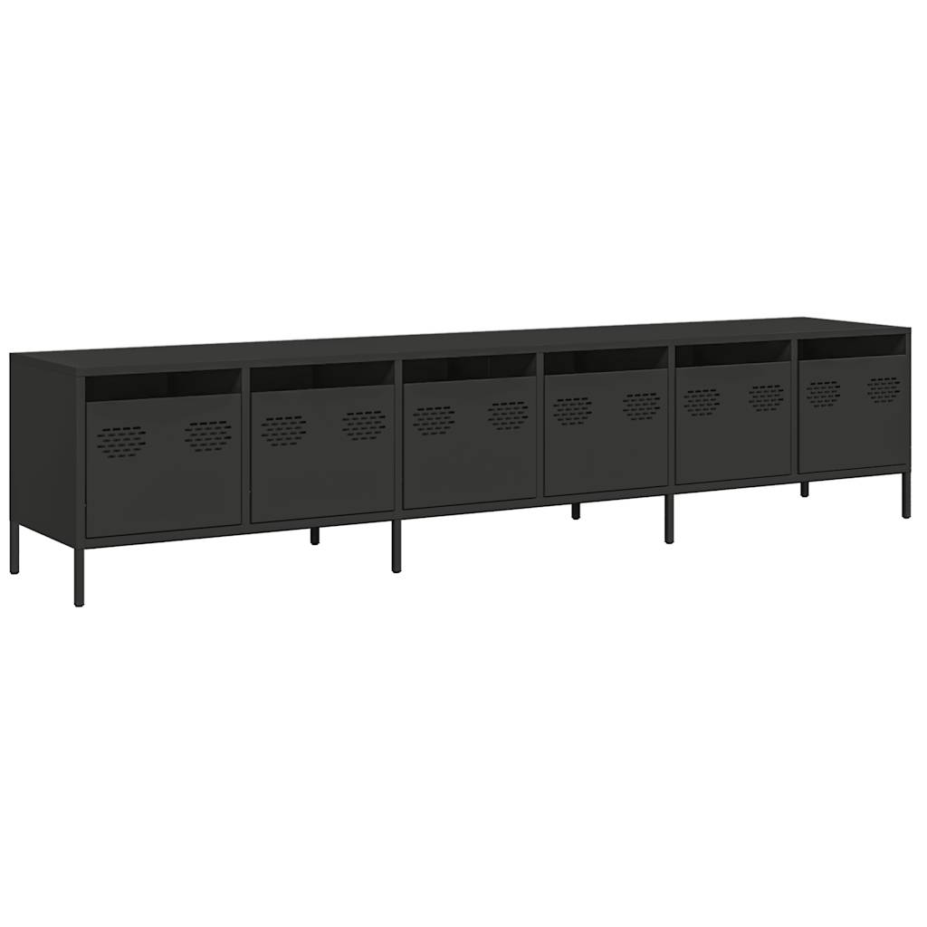 Meuble TV noir 202x39x43,5 cm acier laminé à froid - XIOS