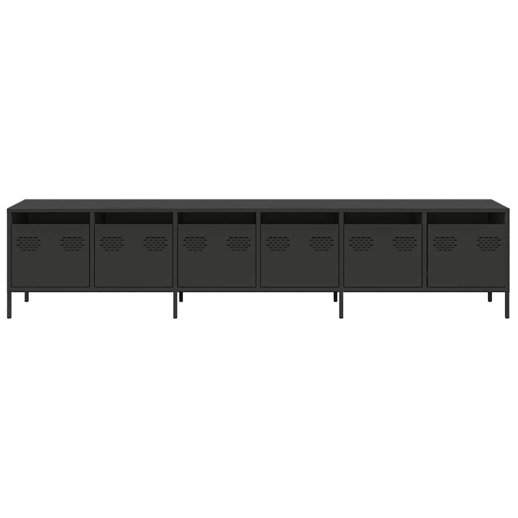 Meuble TV noir 202x39x43,5 cm acier laminé à froid - XIOS