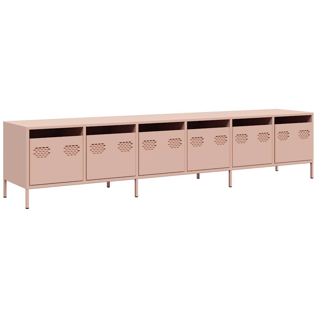 Meuble TV rose 202x39x43,5 cm acier laminé à froid - XIOS