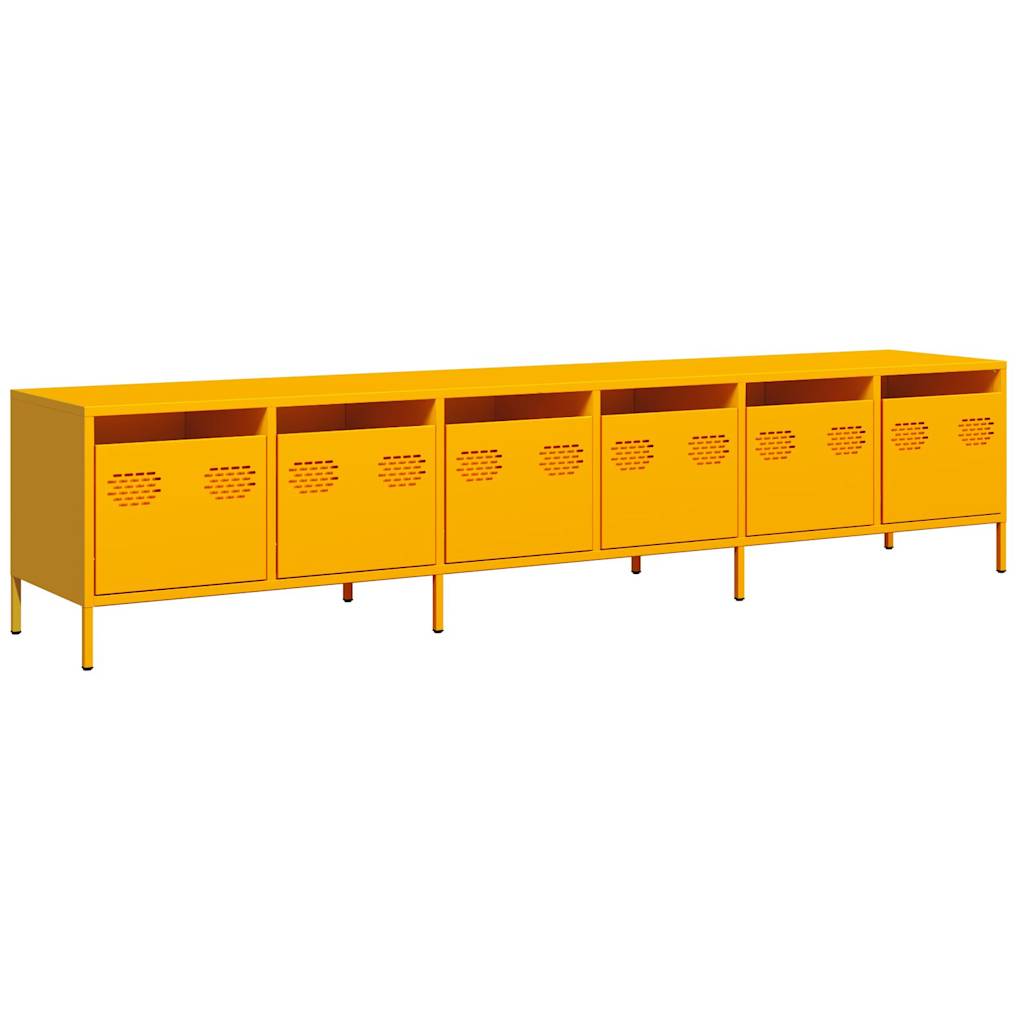 Meuble TV jaune moutarde 202x39x43,5 cm acier laminé à froid