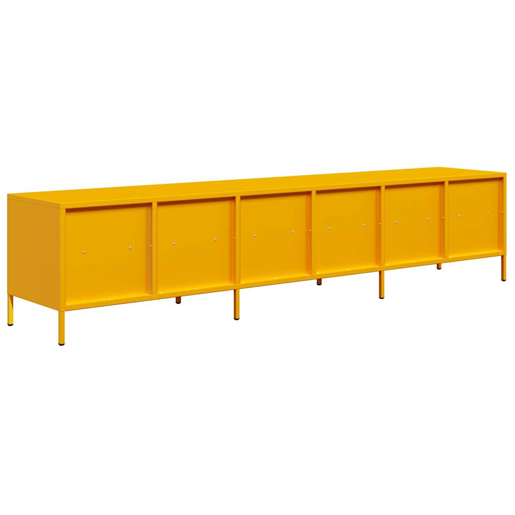 Meuble TV jaune moutarde 202x39x43,5 cm acier laminé à froid