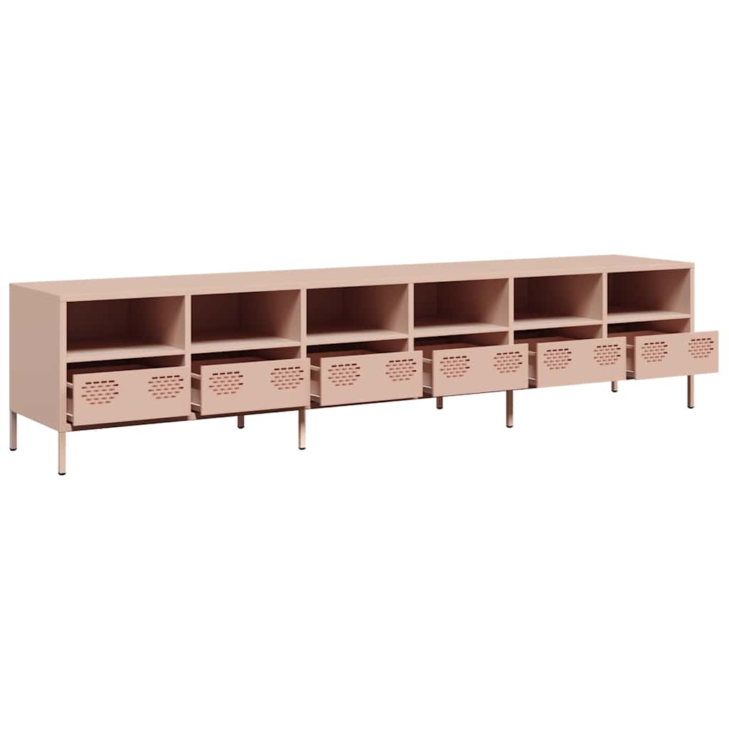 Meuble TV rose 202x39x43,5 cm acier laminé à froid - XIOS