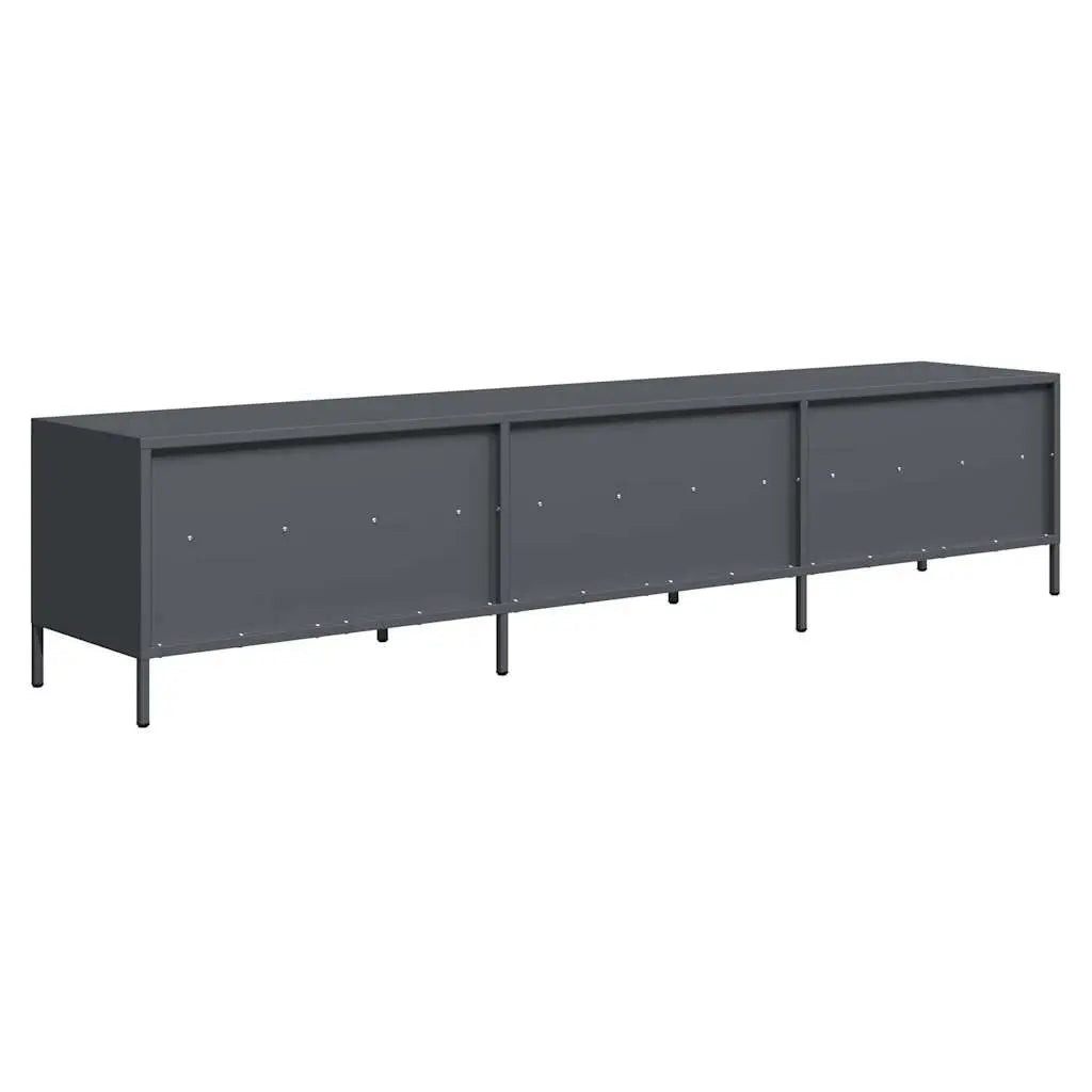 Meuble TV anthracite 202x39x43,5 cm acier laminé à froid - XIOS