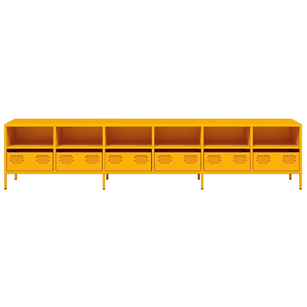 Meuble TV jaune moutarde 202x39x43,5 cm acier laminé à froid - XIOS