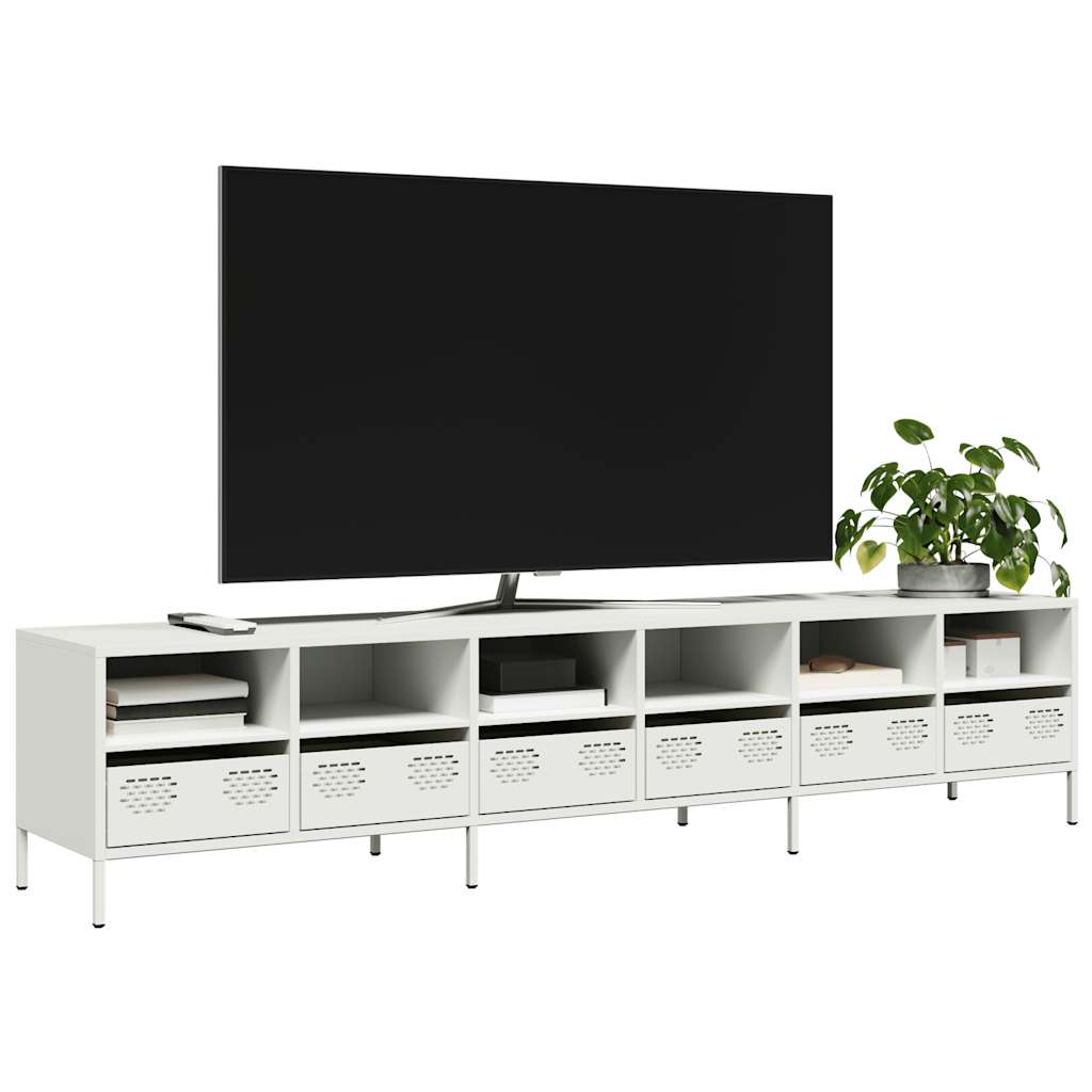 Meuble TV blanc 202x39x43,5 cm acier laminé à froid - XIOS