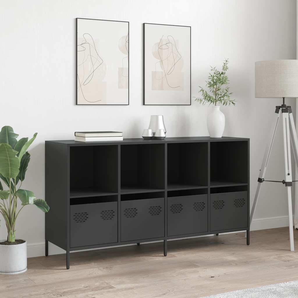 Buffet noir 135x39x73,5 cm acier laminé à froid - XIOS
