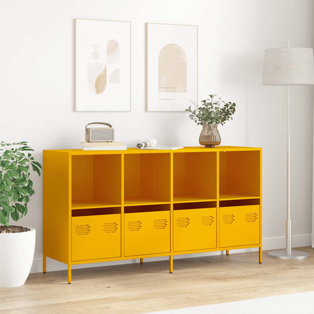 Buffet jaune moutarde 135x39x73,5 cm acier laminé à froid - XIOS