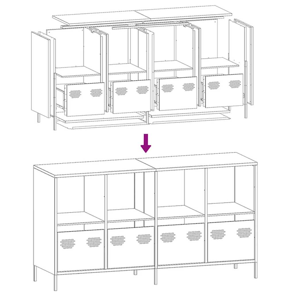 Buffet vert olive 135x39x73,5 cm acier laminé à froid - XIOS