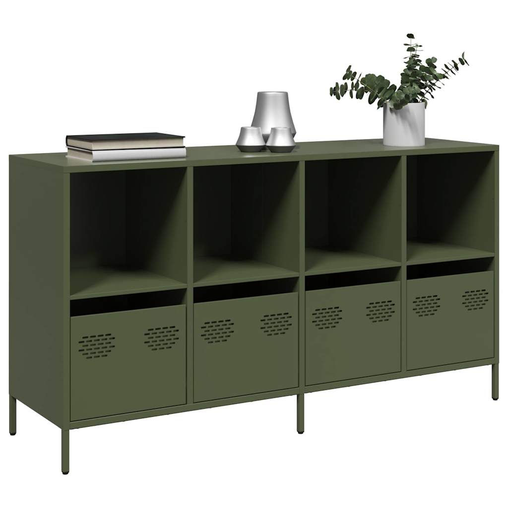 Buffet vert olive 135x39x73,5 cm acier laminé à froid - XIOS
