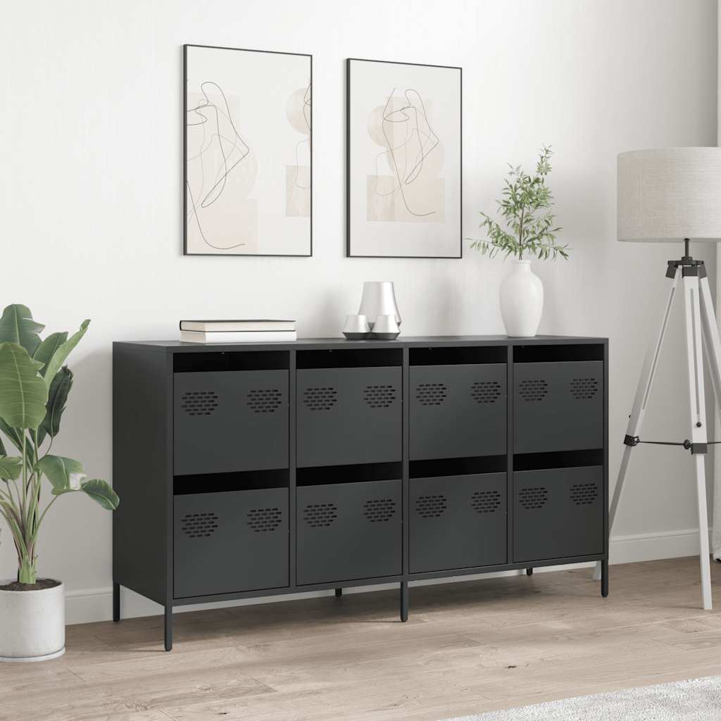 Buffet noir 135x39x73,5 cm acier laminé à froid - XIOS