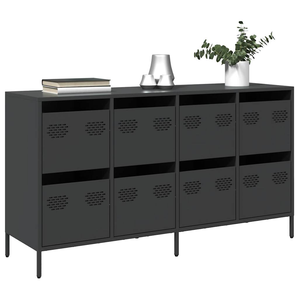 Buffet noir 135x39x73,5 cm acier laminé à froid - XIOS