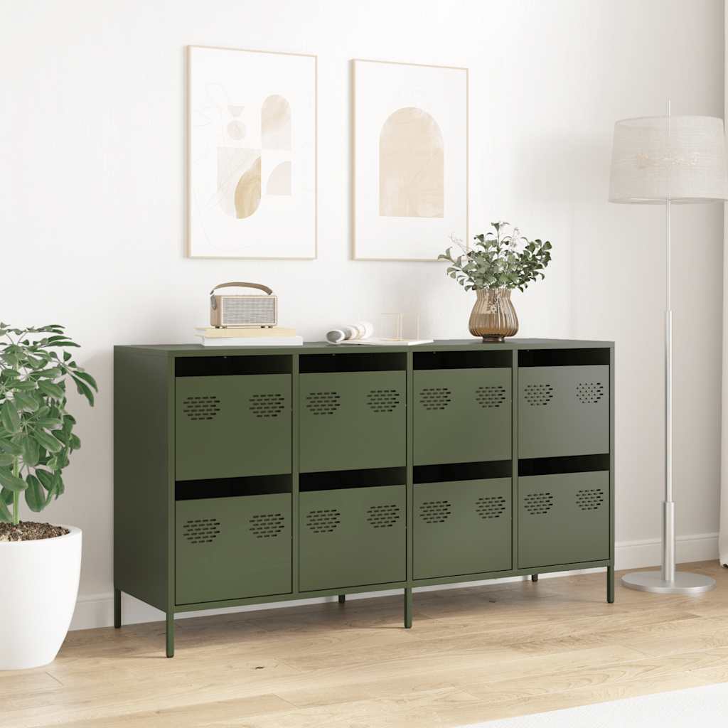 Buffet vert olive 135x39x73,5 cm acier laminé à froid - XIOS