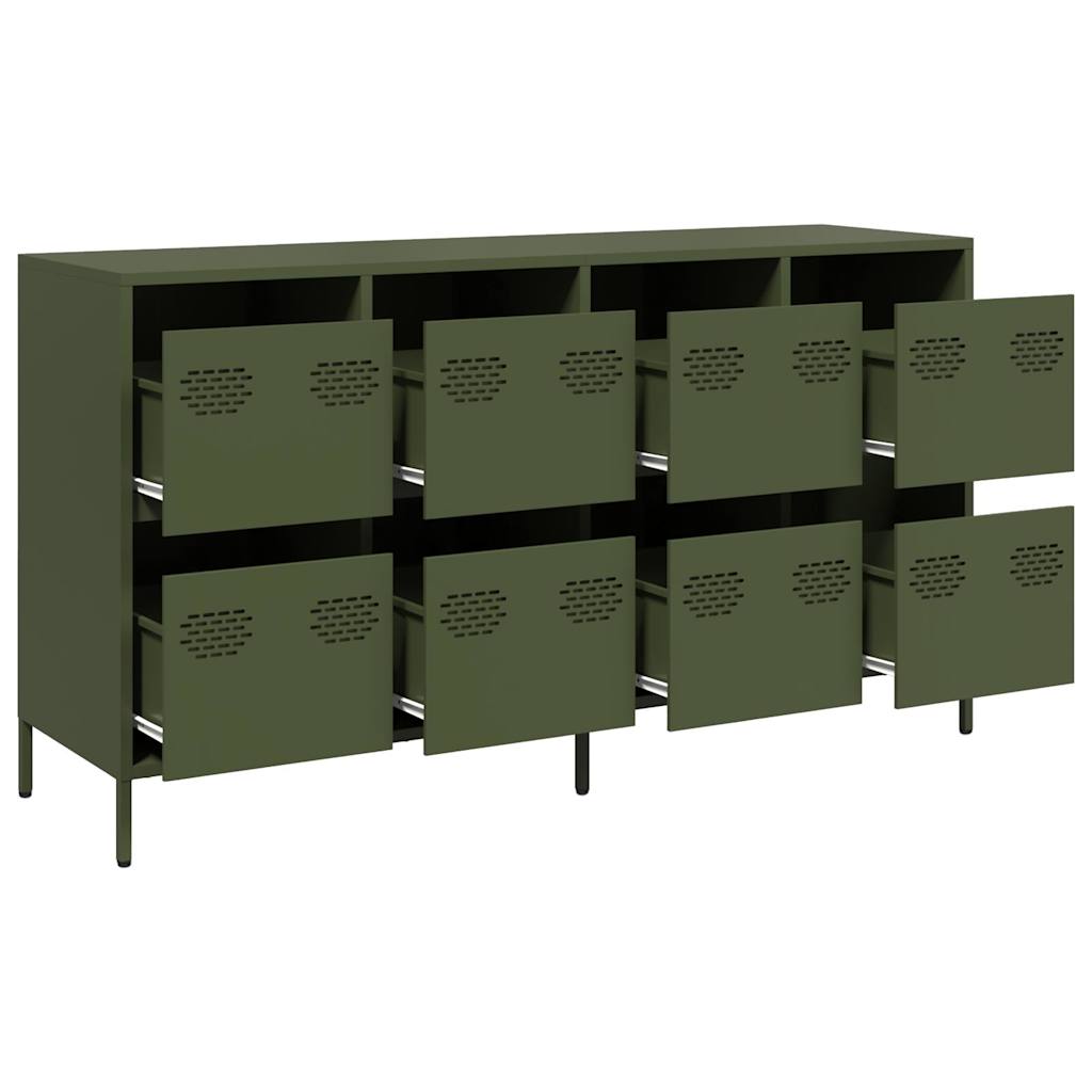 Buffet vert olive 135x39x73,5 cm acier laminé à froid - XIOS